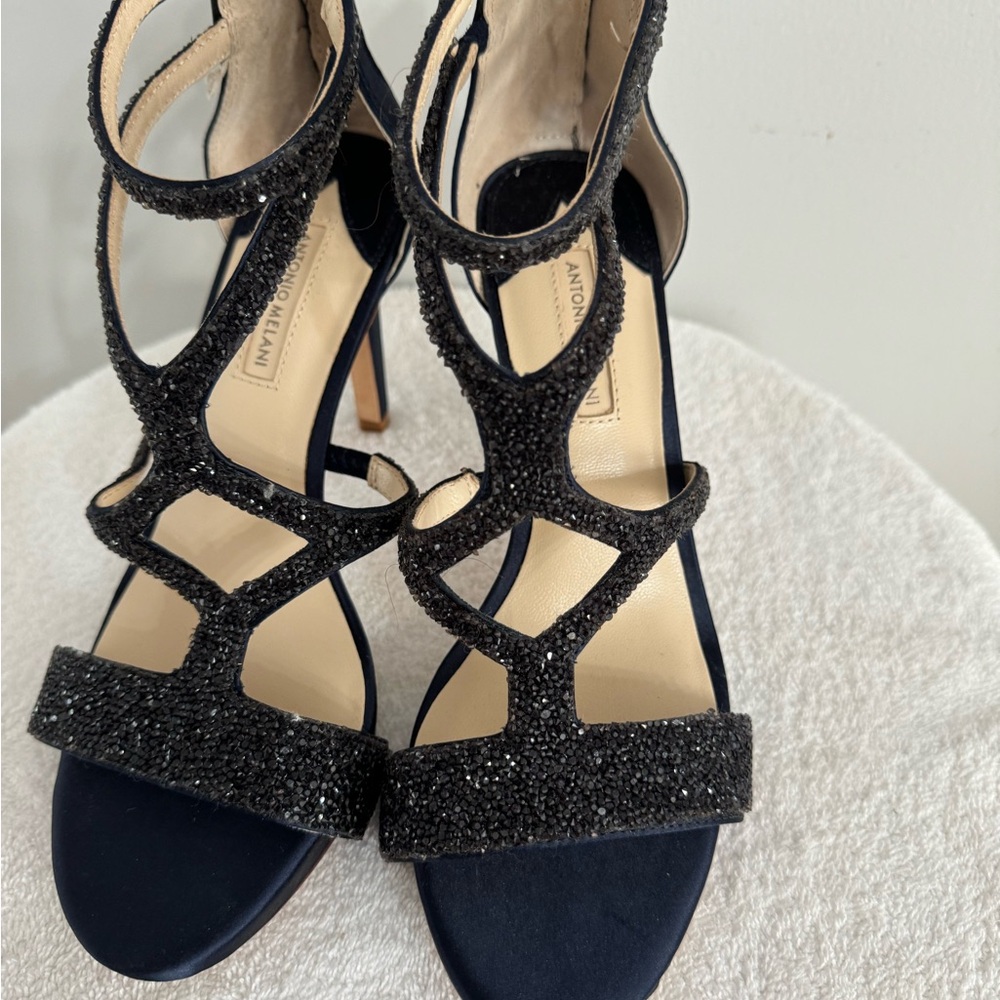 Antonio Melani Rhinestone Heels Navy Blue Size 9.5M